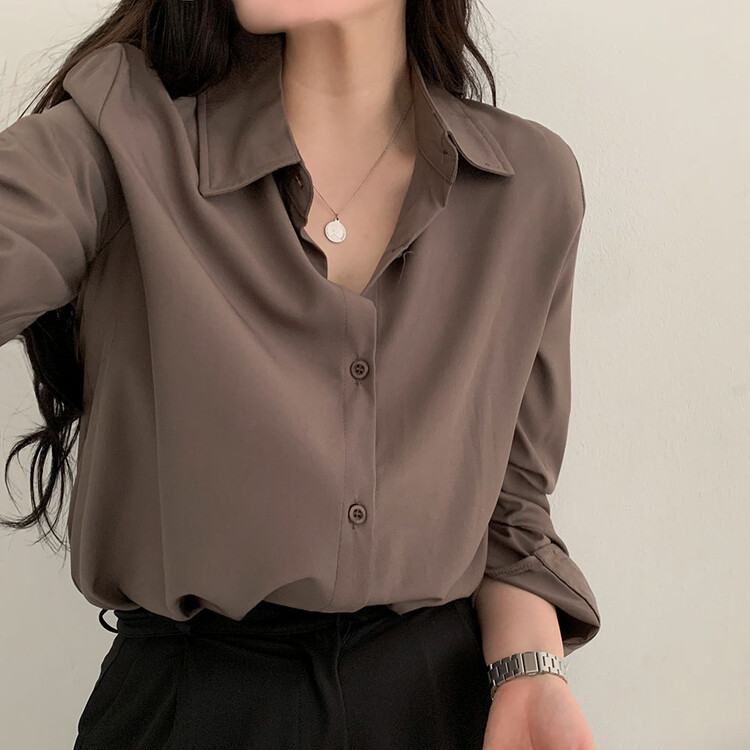 全12色ベーシックシャツ BROWN