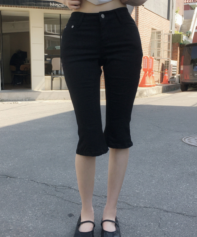 ベーシックカプリコットンパンツ BLACK