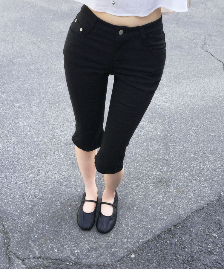 ベーシックカプリコットンパンツ BLACK