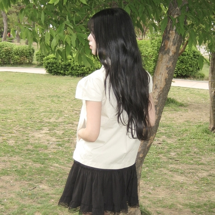 [음기미소녀/도쿄걸] 시크 쓰리버튼 포켓 반팔 레이어드 자켓 블라우스 베이지