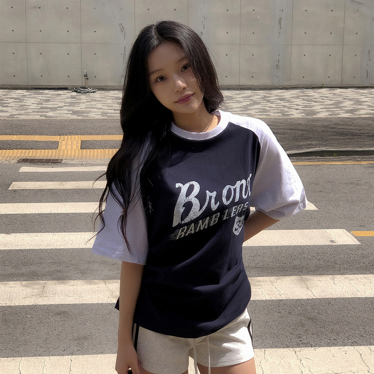 レタリングバイカラー半袖Tシャツ｜半袖Tシャツ｜韓国ファッション通販