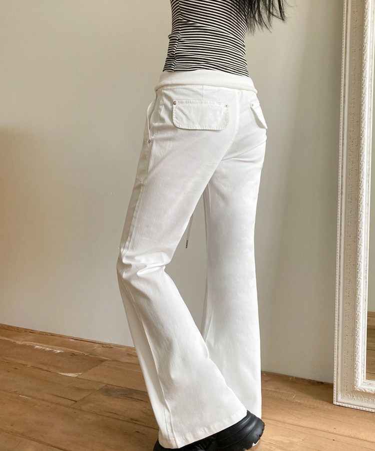 バンディングローライズブーツカットパンツ WHITE