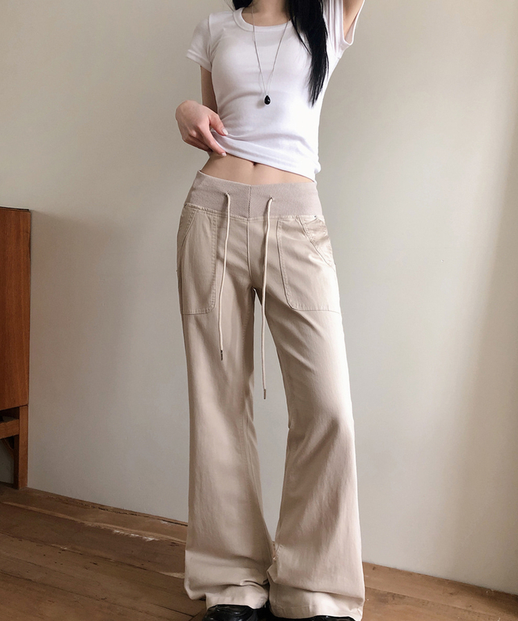 バンディングローライズブーツカットパンツ BEIGE