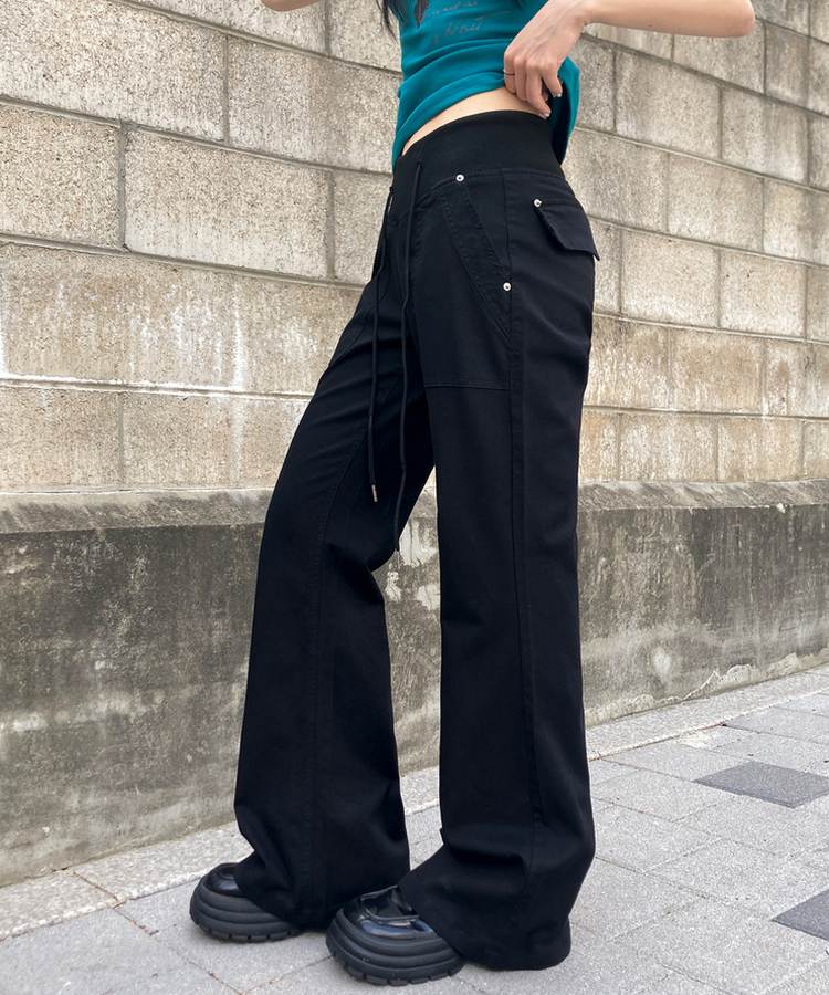 バンディングローライズブーツカットパンツ BLACK
