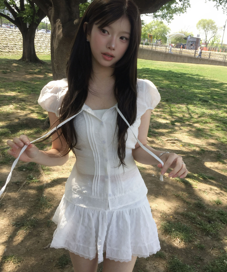レースフリルミニスカート WHITE