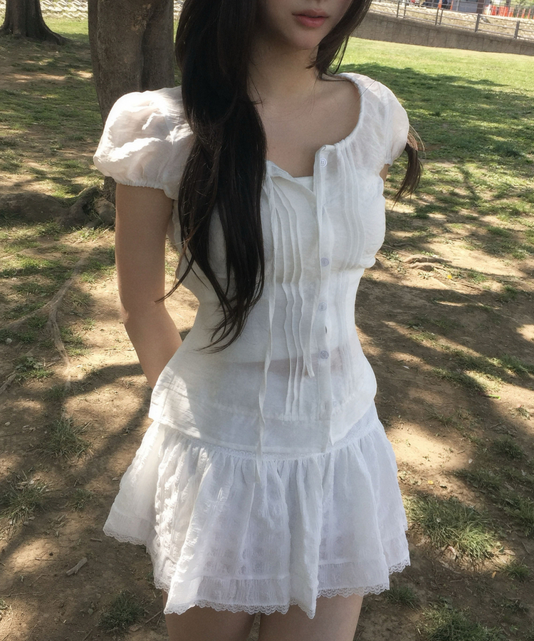 レースフリルミニスカート WHITE