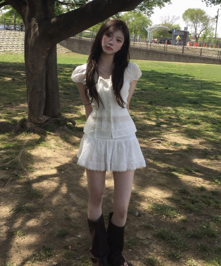 レースフリルミニスカート WHITE