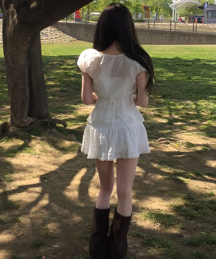 レースフリルミニスカート WHITE