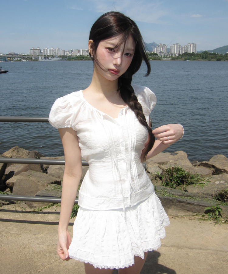 レースフリルミニスカート WHITE