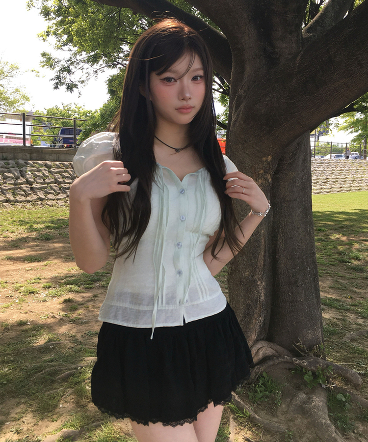 レースフリルミニスカート BLACK
