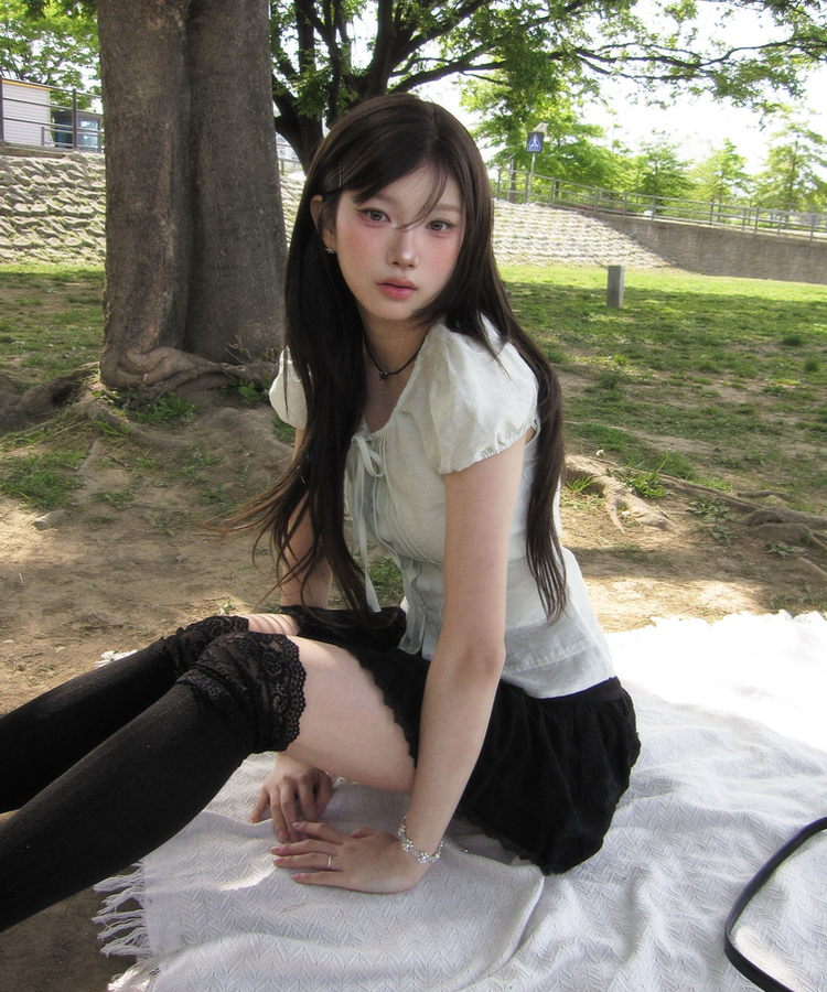 レースフリルミニスカート BLACK