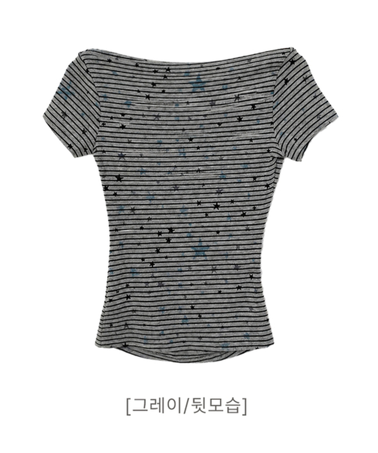 スターポイントストライプドレープ半袖Tシャツ