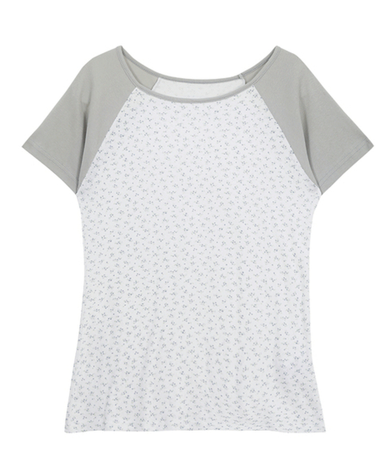 小花柄ラグラン半袖Tシャツ