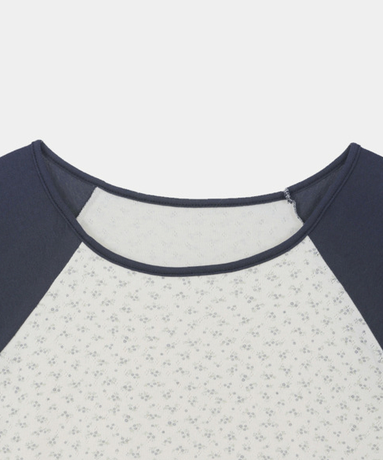 小花柄ラグラン半袖Tシャツ