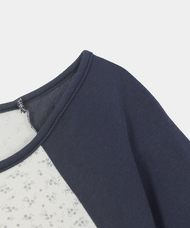 小花柄ラグラン半袖Tシャツ