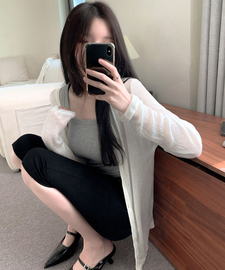여름까지쭉 릴리 텐셀 루즈핏 커버 롱가디건 6colors 아이보리
