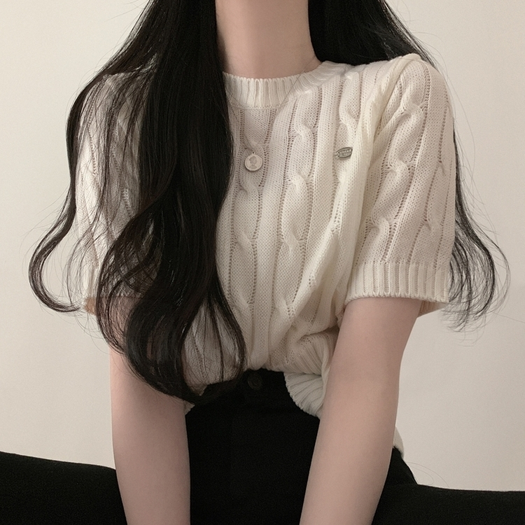 ペンダントケーブル半袖ニット(6color)｜ニット｜韓国ファッション通販