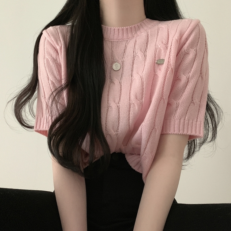 ペンダントケーブル半袖ニット(6color)｜ニット｜韓国ファッション通販