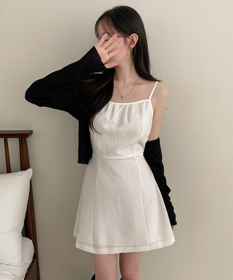 SHORT/LONG]Aラインフレアキャミソールワンピース(5color)｜ミニ