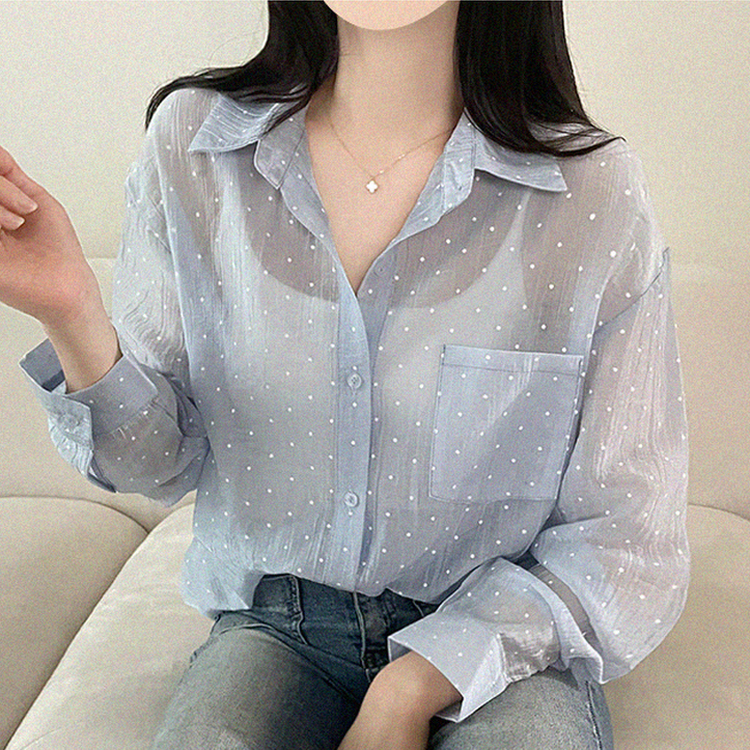 ドットシアールーズ長袖シャツ SKY BLUE