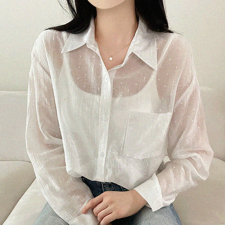 ドットシアールーズ長袖シャツ WHITE
