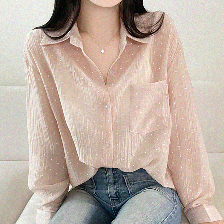 ドットシアールーズ長袖シャツ PINK