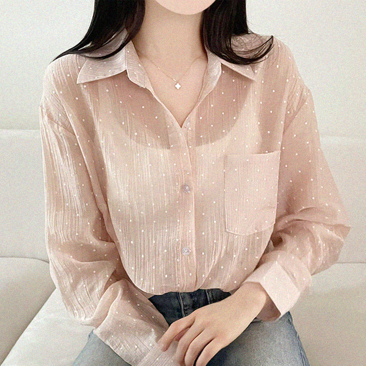 ドットシアールーズ長袖シャツ PINK