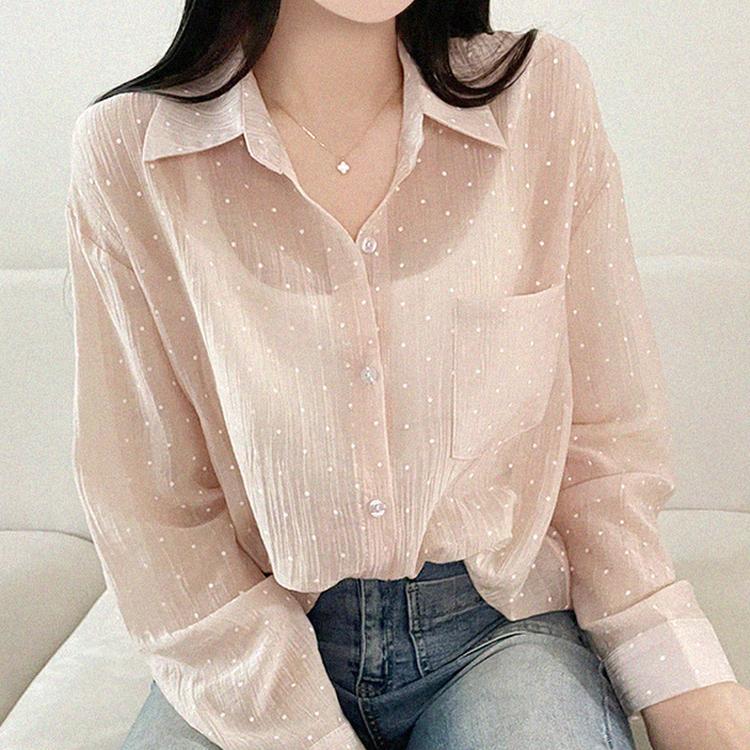 ドットシアールーズ長袖シャツ PINK