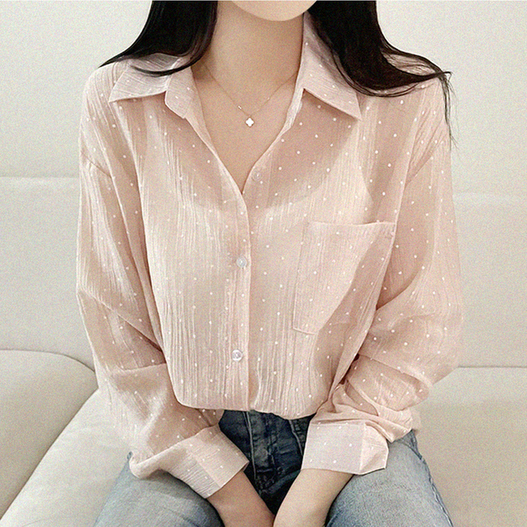 ドットシアールーズ長袖シャツ PINK