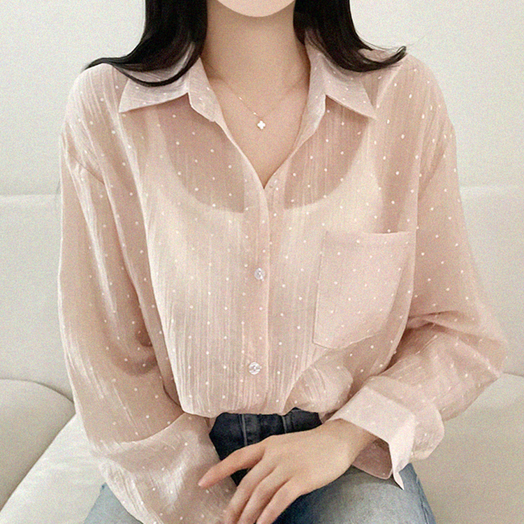 ドットシアールーズ長袖シャツ PINK