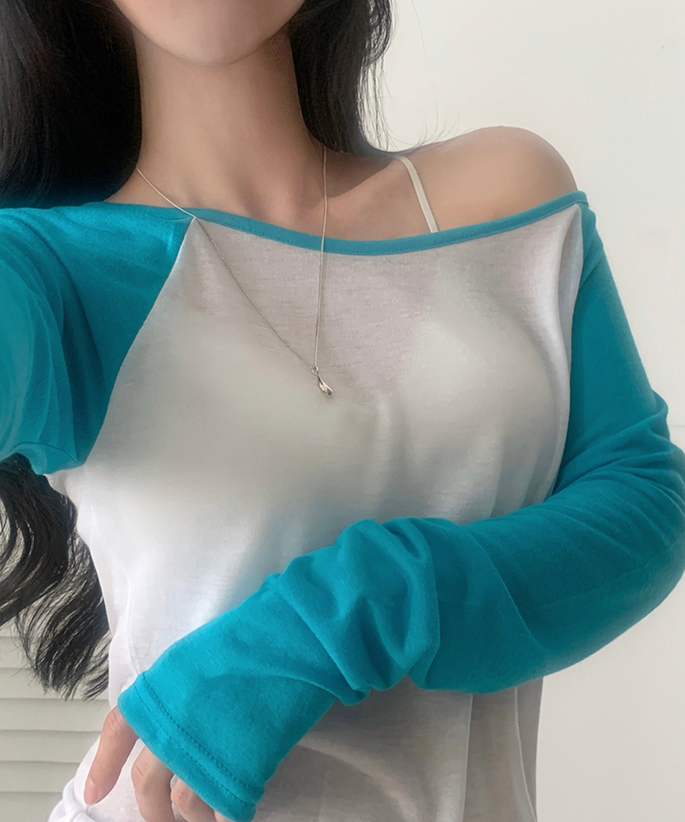 [컬러추가✨/살안타템!] 세컨 나그랑 오프숄더 긴팔티셔츠 - 5color 아쿠아블루
