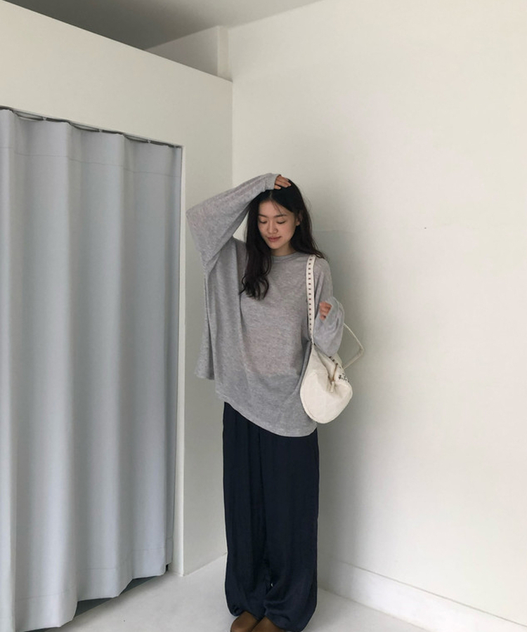 ワッフルオーバーT シャツ GREY