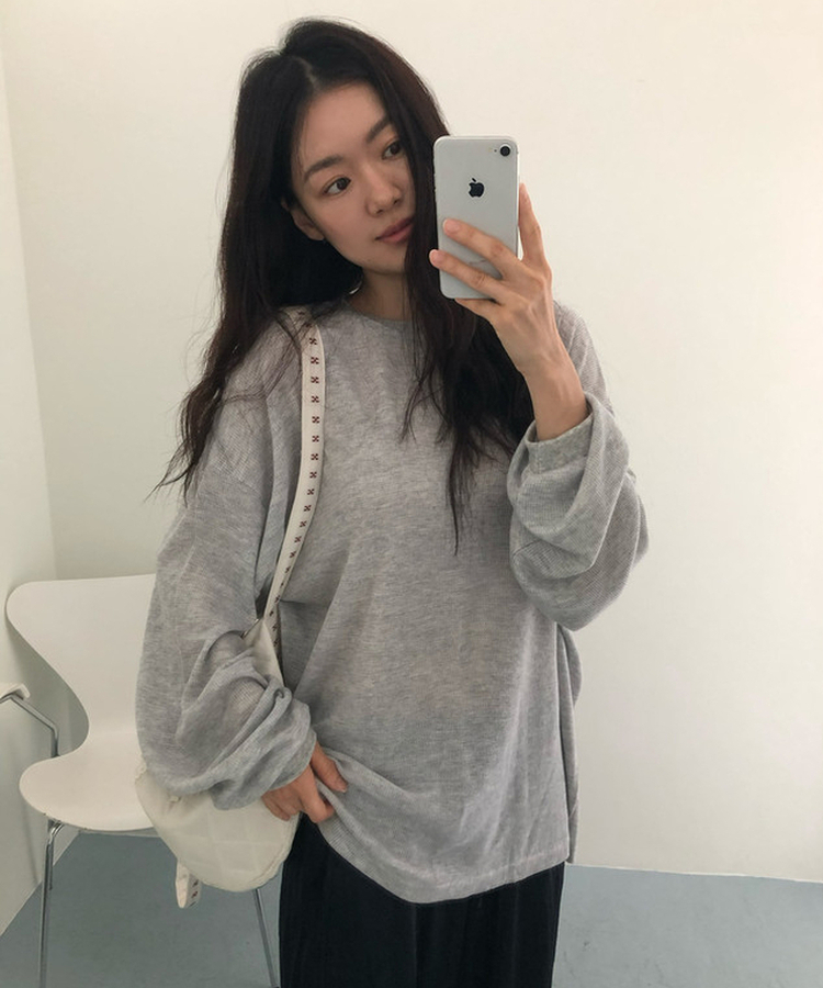 ワッフルオーバーT シャツ GREY