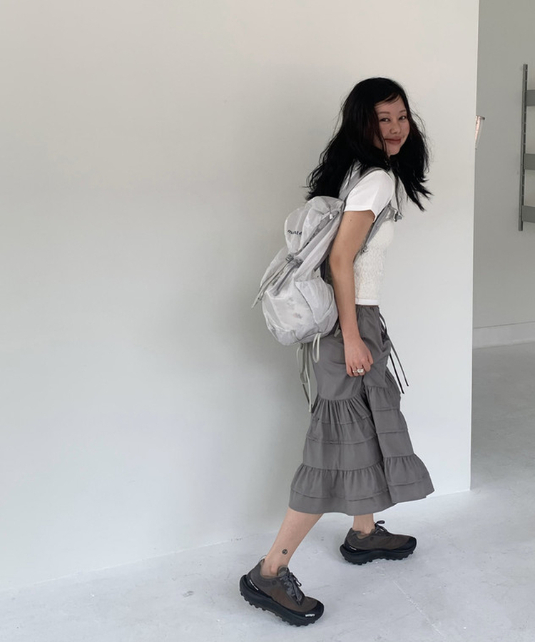 ピンタックフリルスカート GRAY