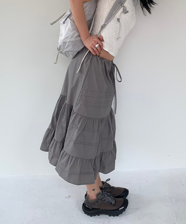 ピンタックフリルスカート GRAY
