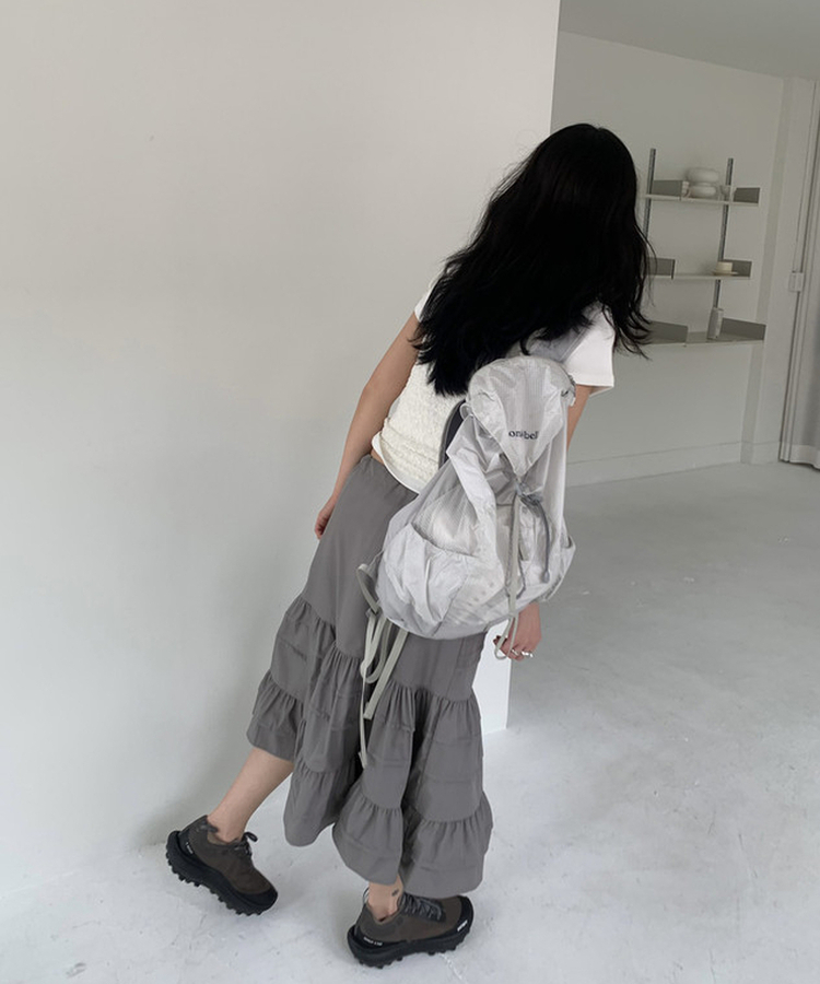 ピンタックフリルスカート GRAY