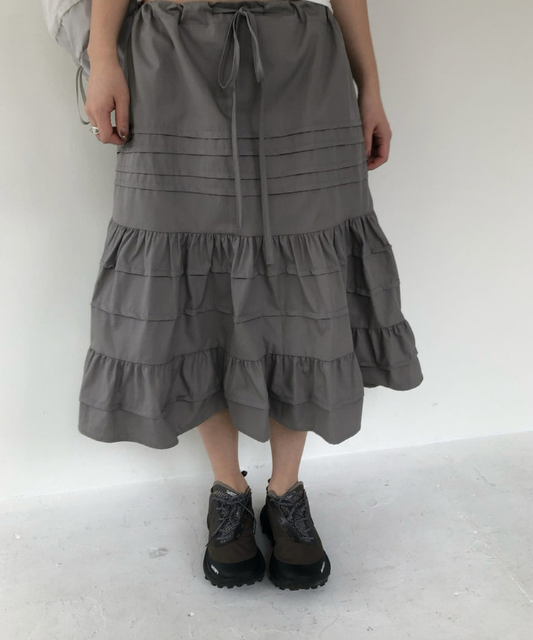 ピンタックフリルスカート GRAY