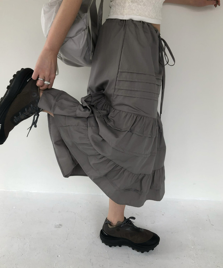 ピンタックフリルスカート GRAY