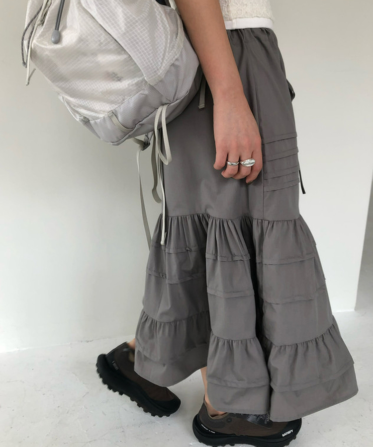 ピンタックフリルスカート GRAY