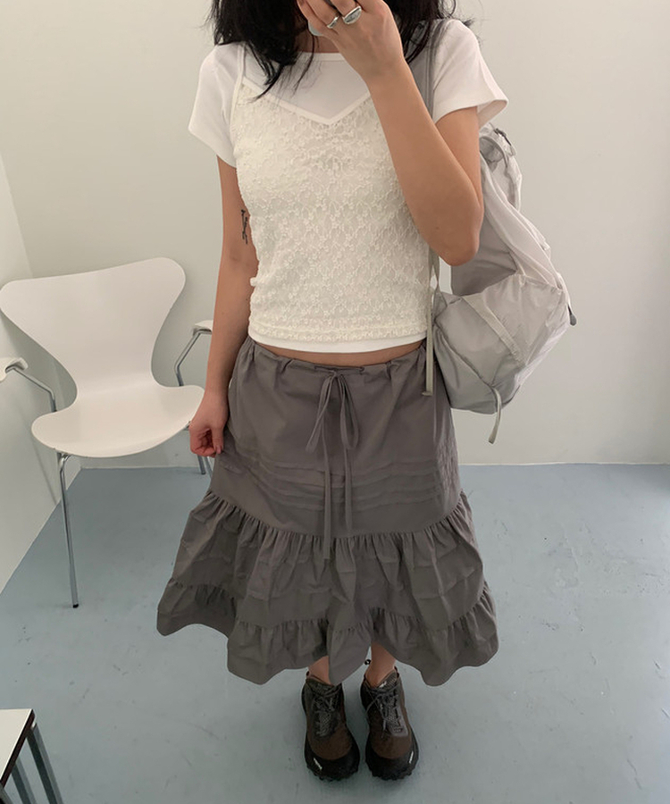 ピンタックフリルスカート GRAY