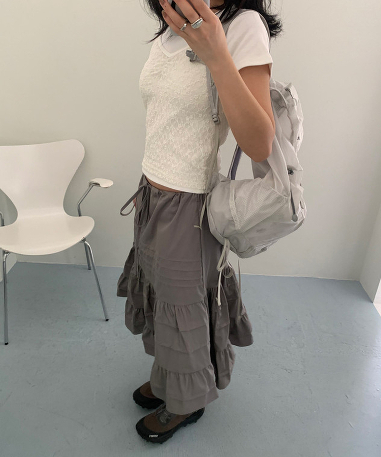 ピンタックフリルスカート GRAY