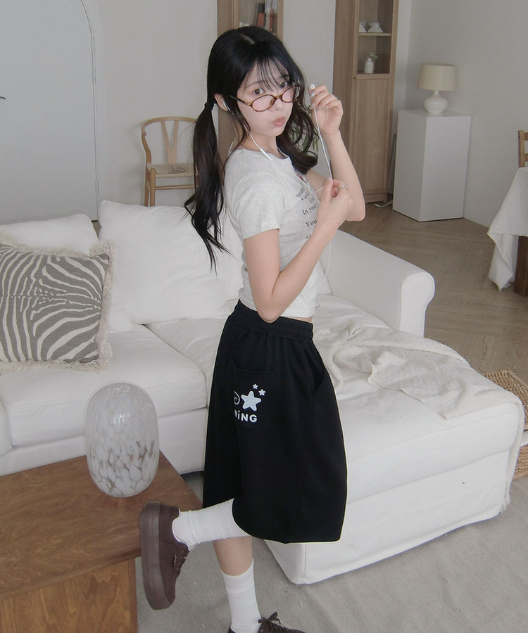 히포 밴딩 버뮤다 포켓 핀턱 5부 트레이닝 팬츠 블랙