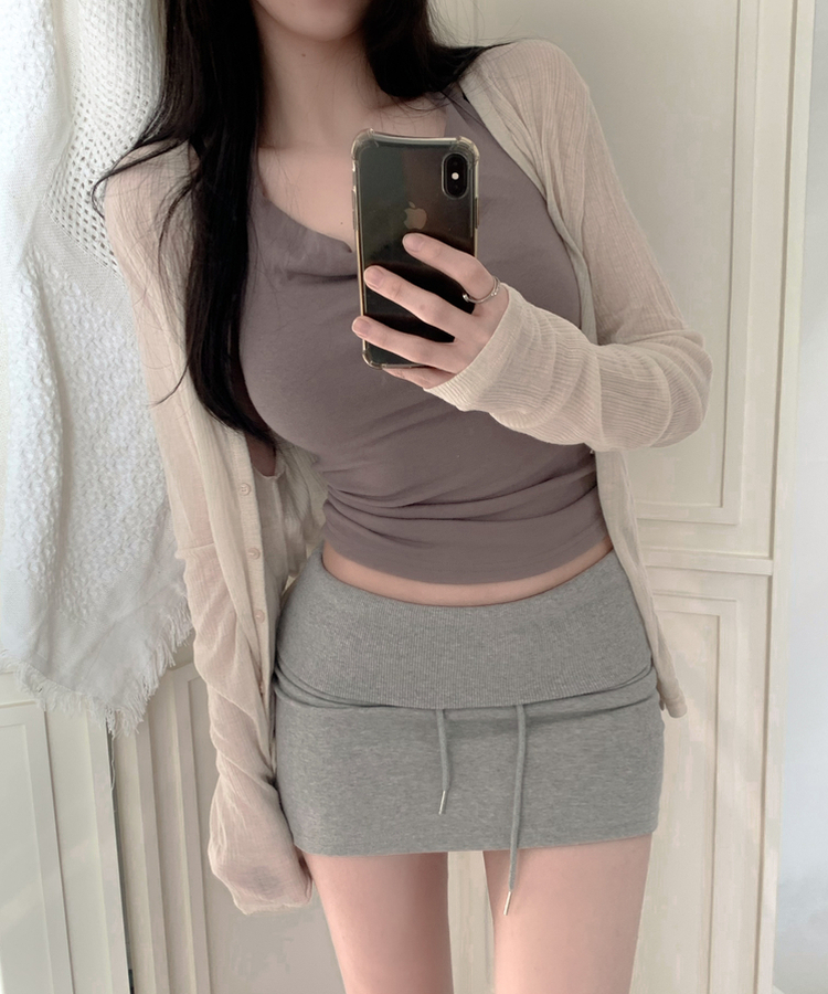 뮤르 드레이프 홀터넥 나시 6colors 모카