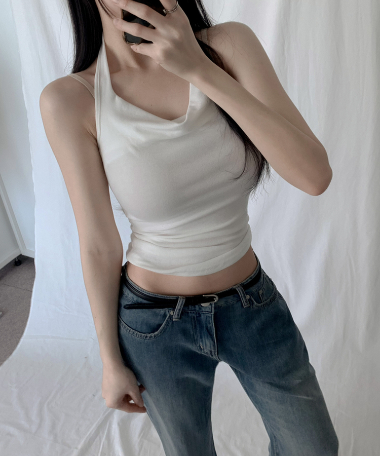 뮤르 드레이프 홀터넥 나시 6colors 아이보리