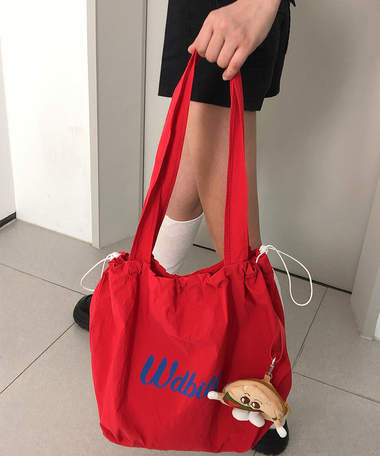 【キーリング付き】レタリングエコバッグ RED