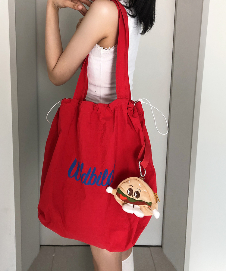 【キーリング付き】レタリングエコバッグ RED