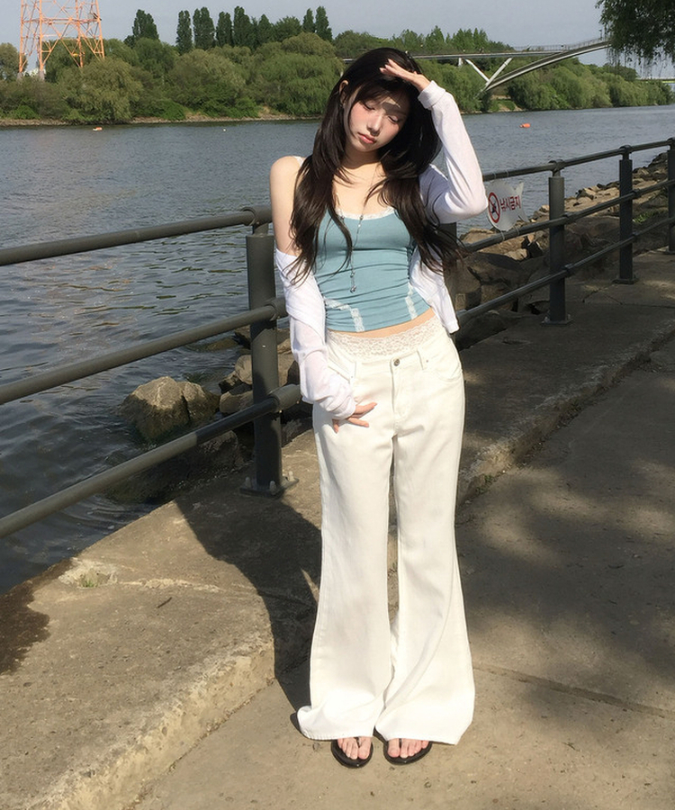 レースボーダーキャミソール(5color) BLUE