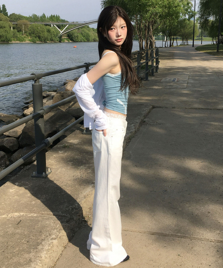 レースボーダーキャミソール(5color) BLUE