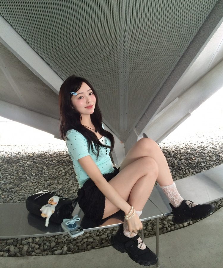 민트 도트 레이어드 반팔티 민트