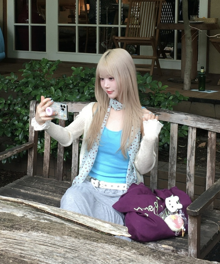 【カップ付き】リブキャミソールトップス BLUE
